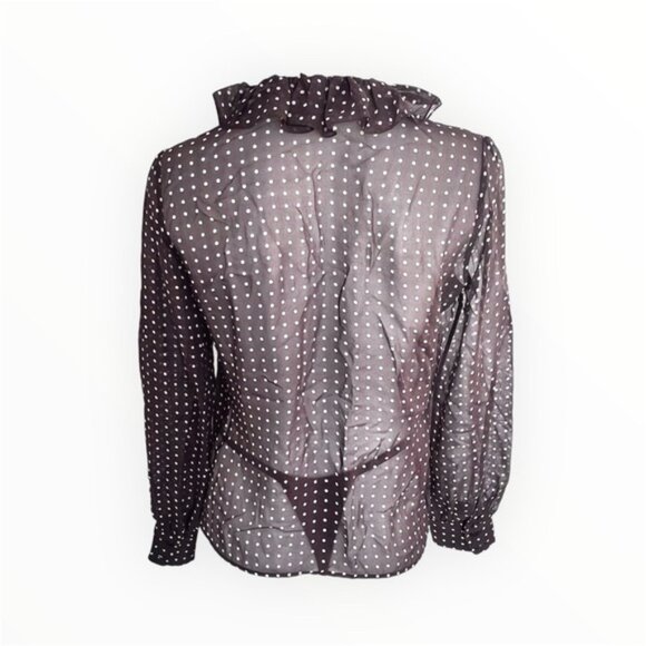 NILI LOTANNicole Espresso Dot Print Silk Blouse Sz Xs - Picture 4 of 14